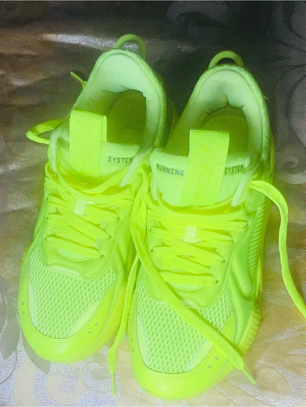 Puma RS-X Yellow Alert Neon Sneakers Womens Size 6.5 Chunky Running Shoes